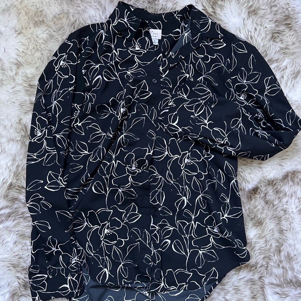 A New Day Floral Button Up Blouse